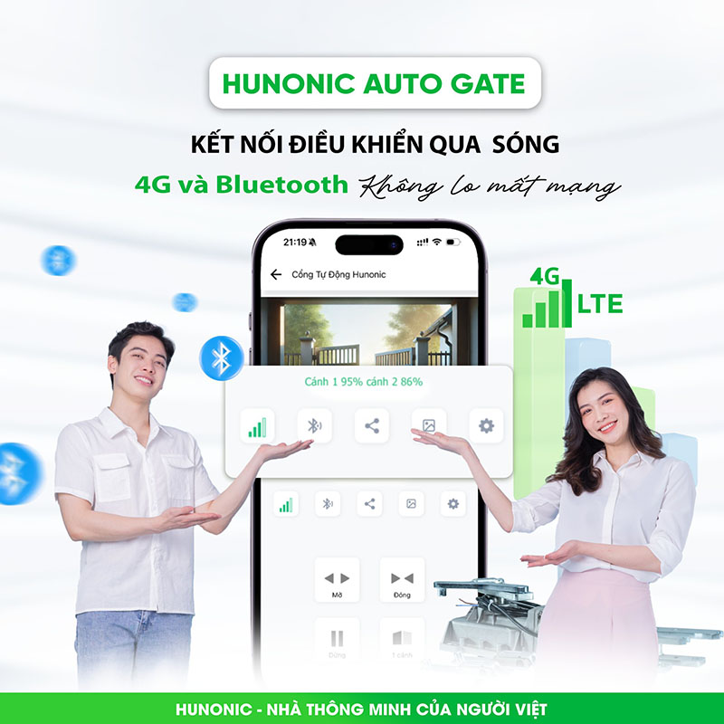 Cổng Tự Động Thông Minh Hunonic Auto Gate – Mở Cổng Qua 4G